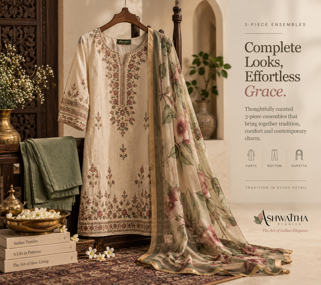 Curated Indian three-piece ensemble editorial placeholder